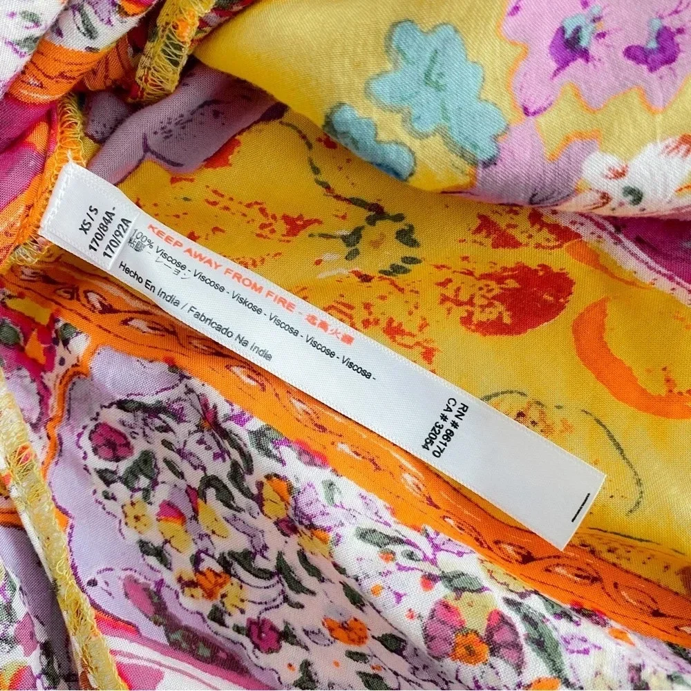 Anthropologie Daria Handkerchief Sleep Midi Dress Multi Floral Asymmetrical XS/S